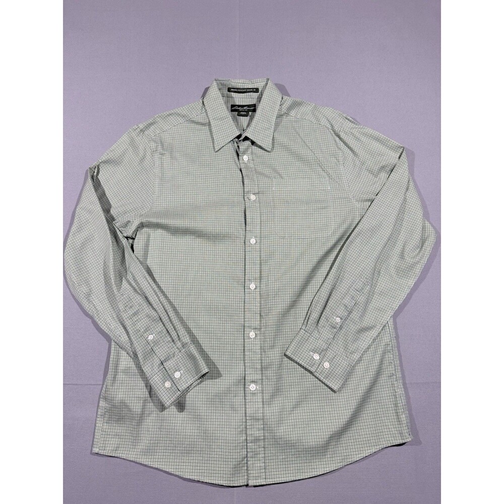 Eddie Bauer Large Plaid Wrinkle-Resistant Long Sleeve Button-Down Shirt